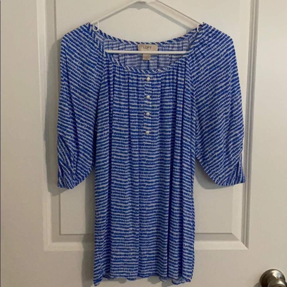 Blue and white blouse